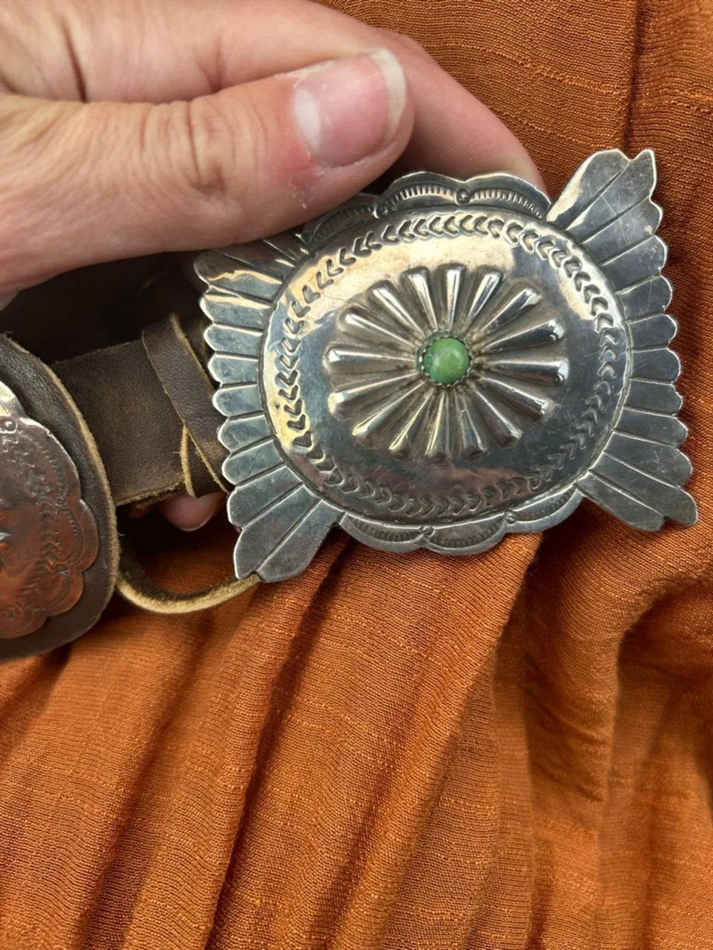 Handmade Fluted Silver Concho Belt - Picture 5 of 5